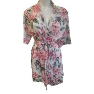 Show Me Your Mumu Pink Rose robe sz S Short Sleeve Floral Robe